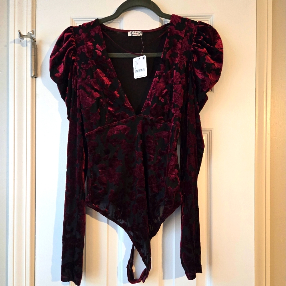 Free People Burned Velvet Bodysuit